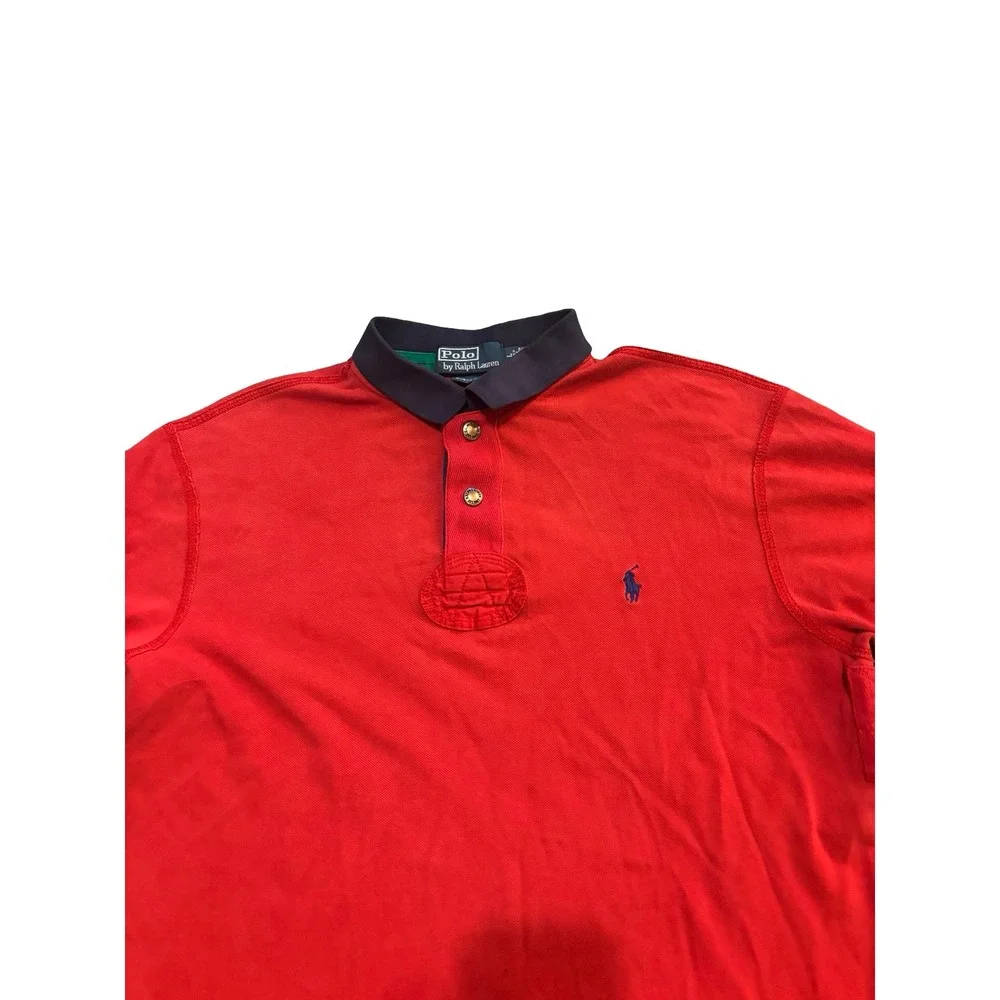 Polo Ralph Lauren Mens Red Polo Shirt Indian Canoe Kayak Club Patch Large